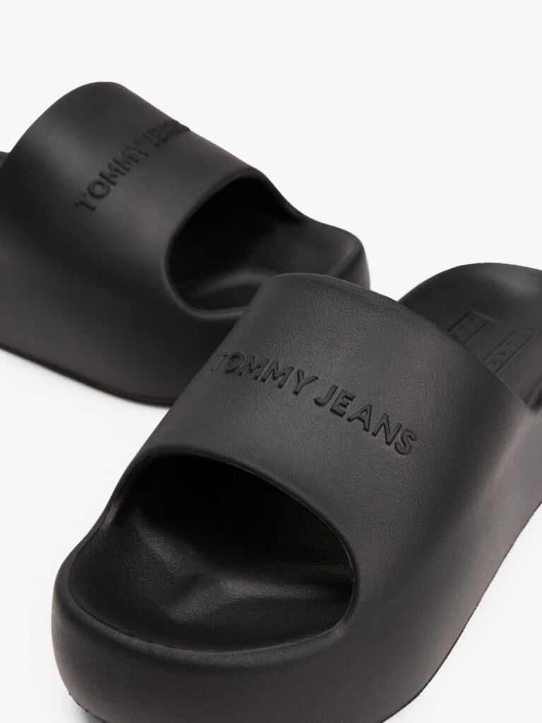 Negru Sandale Platform Tip Pool Cu Logo  Femei