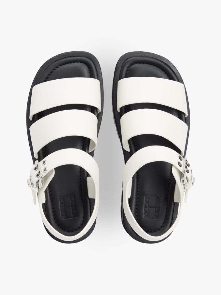 White Leather Cleat Platform Sandals  Women