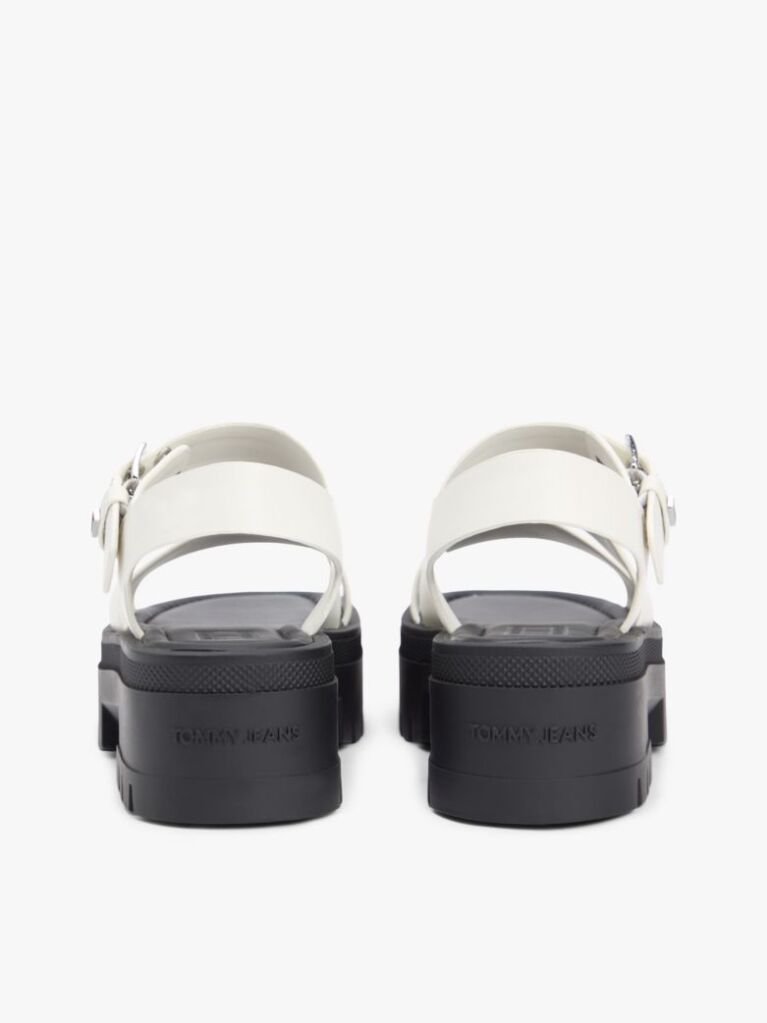 White Leather Cleat Platform Sandals  Women