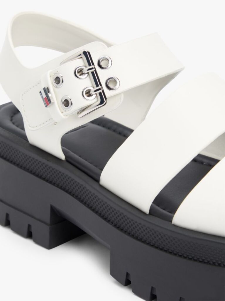 White Leather Cleat Platform Sandals  Women