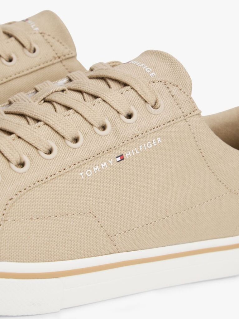 Beige Canvas Embossed Trainers  Men