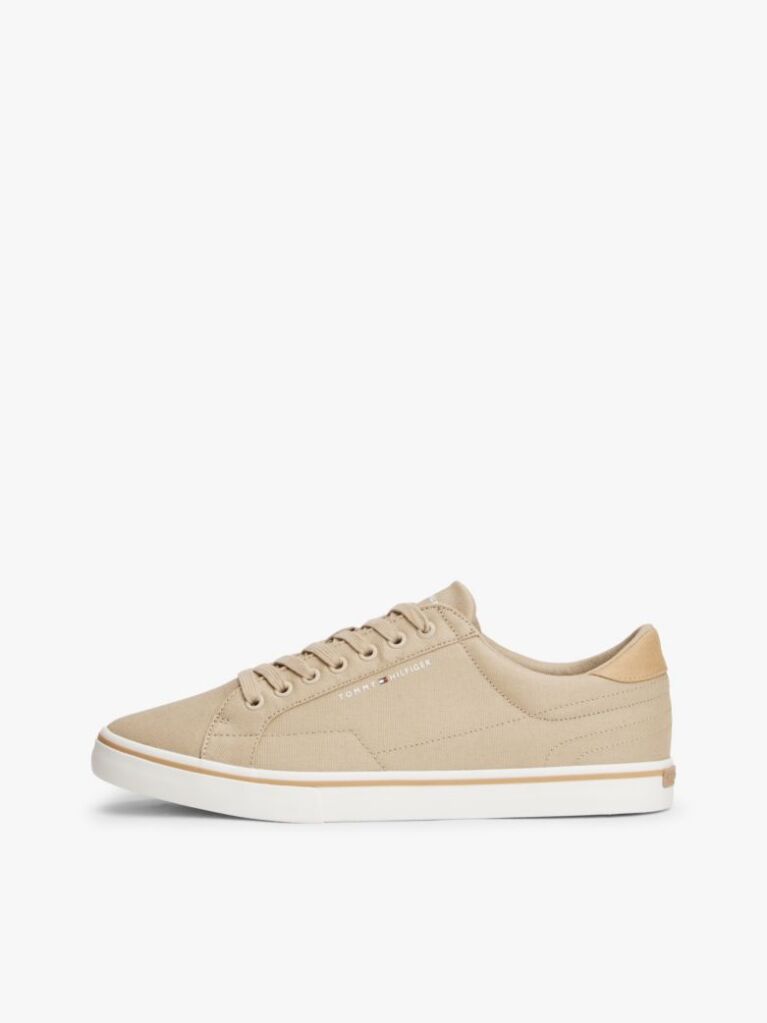 Beige Canvas Embossed Trainers  Men