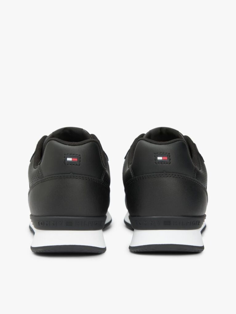 Black Signature Tape Trainers With Leather  Men