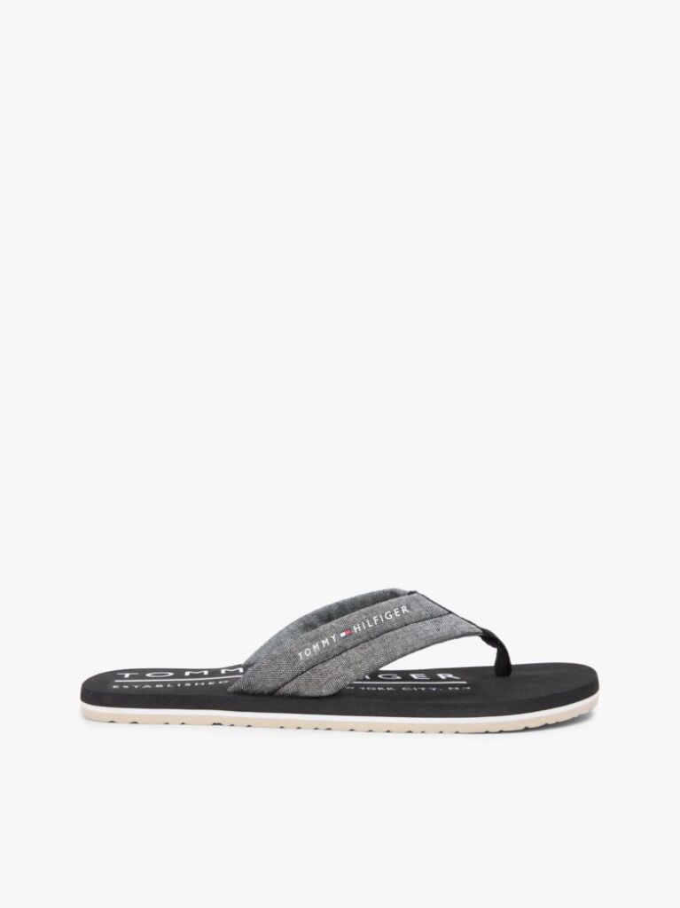 Negru Chambray Jacquard Slapi Din In Pur  Barbati