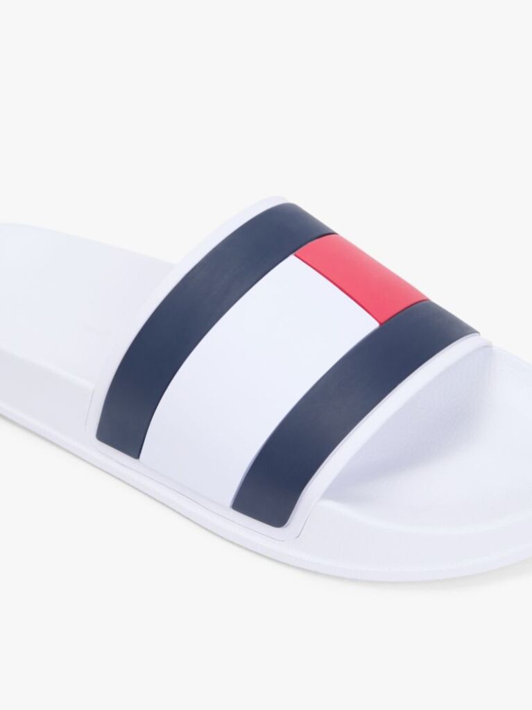 White Flag Strap Pool Slides  Men