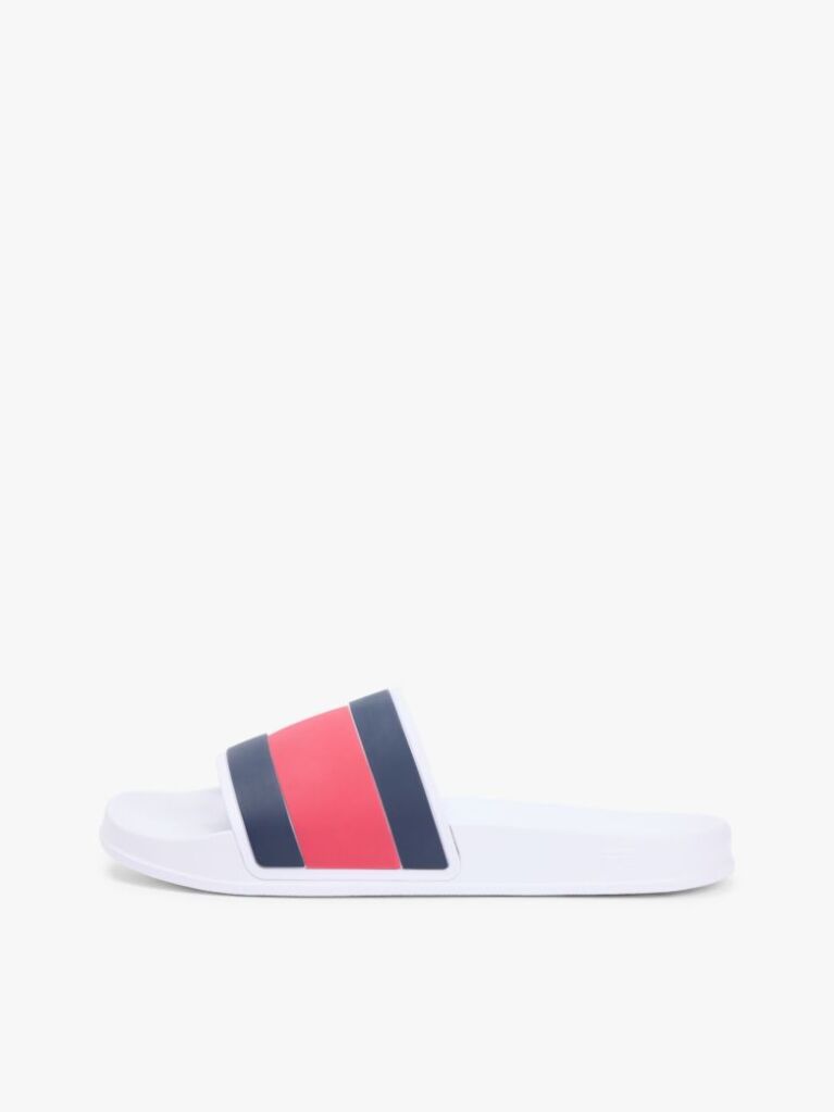 White Flag Strap Pool Slides  Men