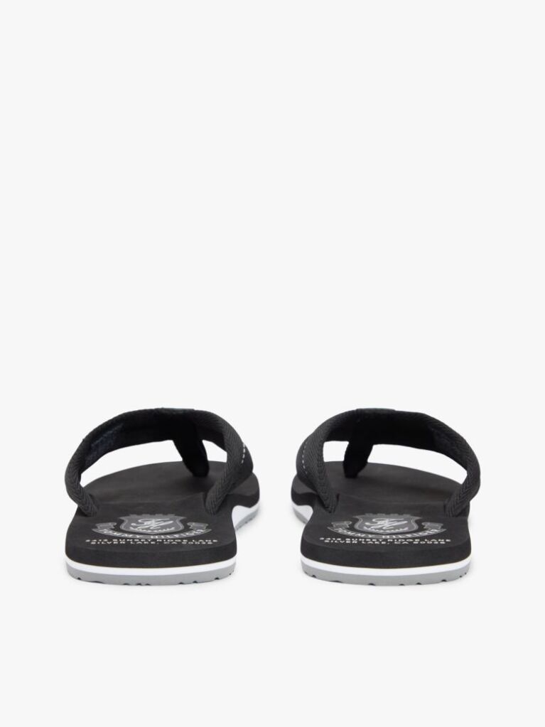 Black Crest Patch Webbing Strap Flip-Flops  Men
