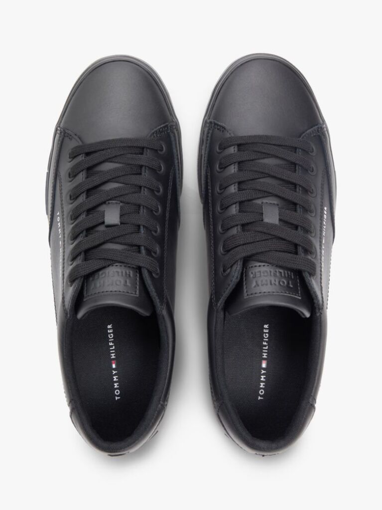 Black Signature Midsole Lace-Up Trainers With Leather  Men