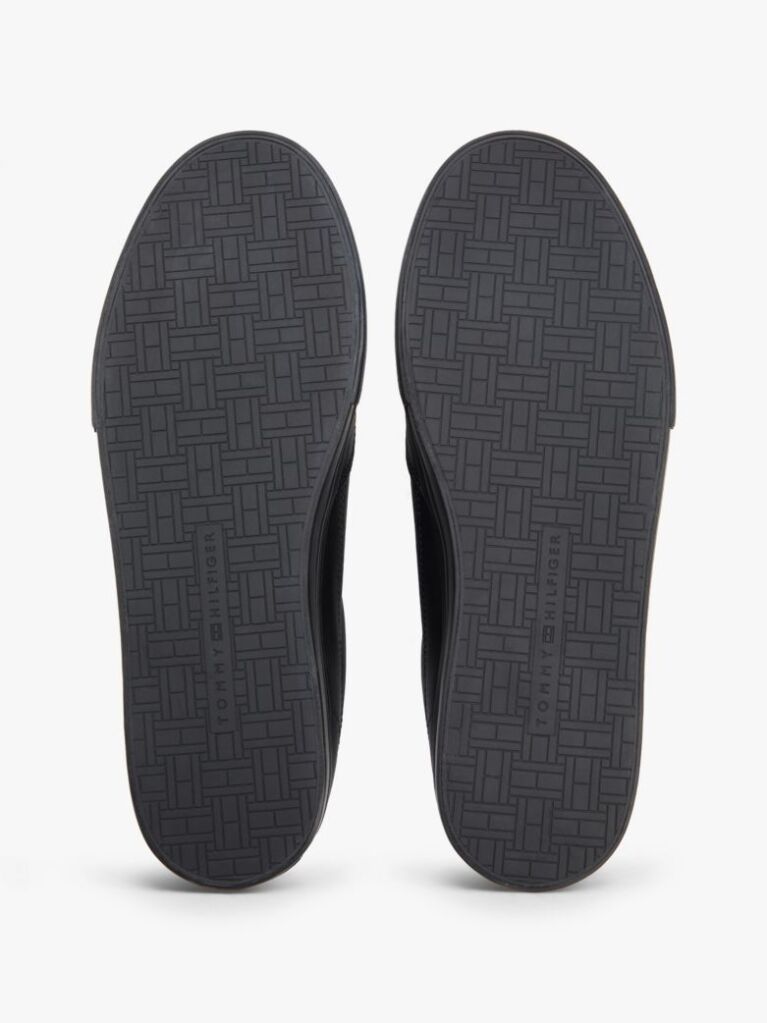 Black Signature Midsole Lace-Up Trainers With Leather  Men
