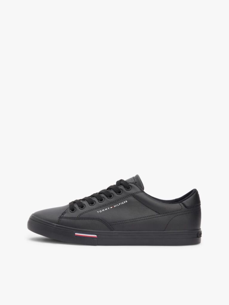 Black Signature Midsole Lace-Up Trainers With Leather  Men