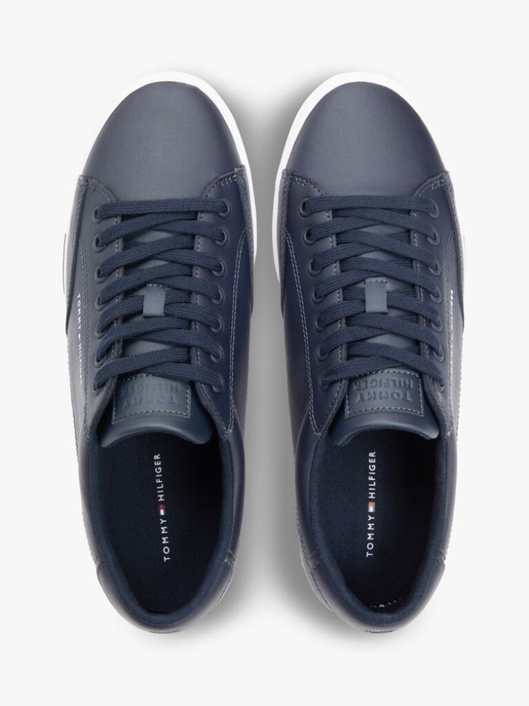 Blue Signature Midsole Lace-Up Trainers With Leather  Men