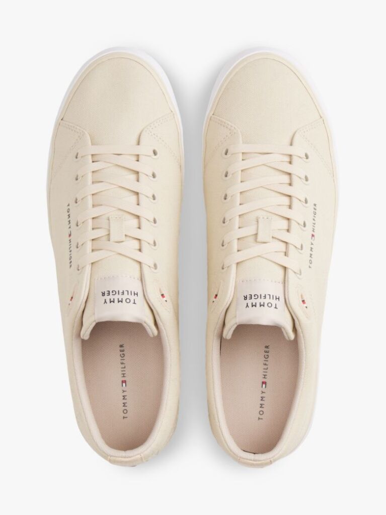 Beige Logo Canvas Trainers  Men