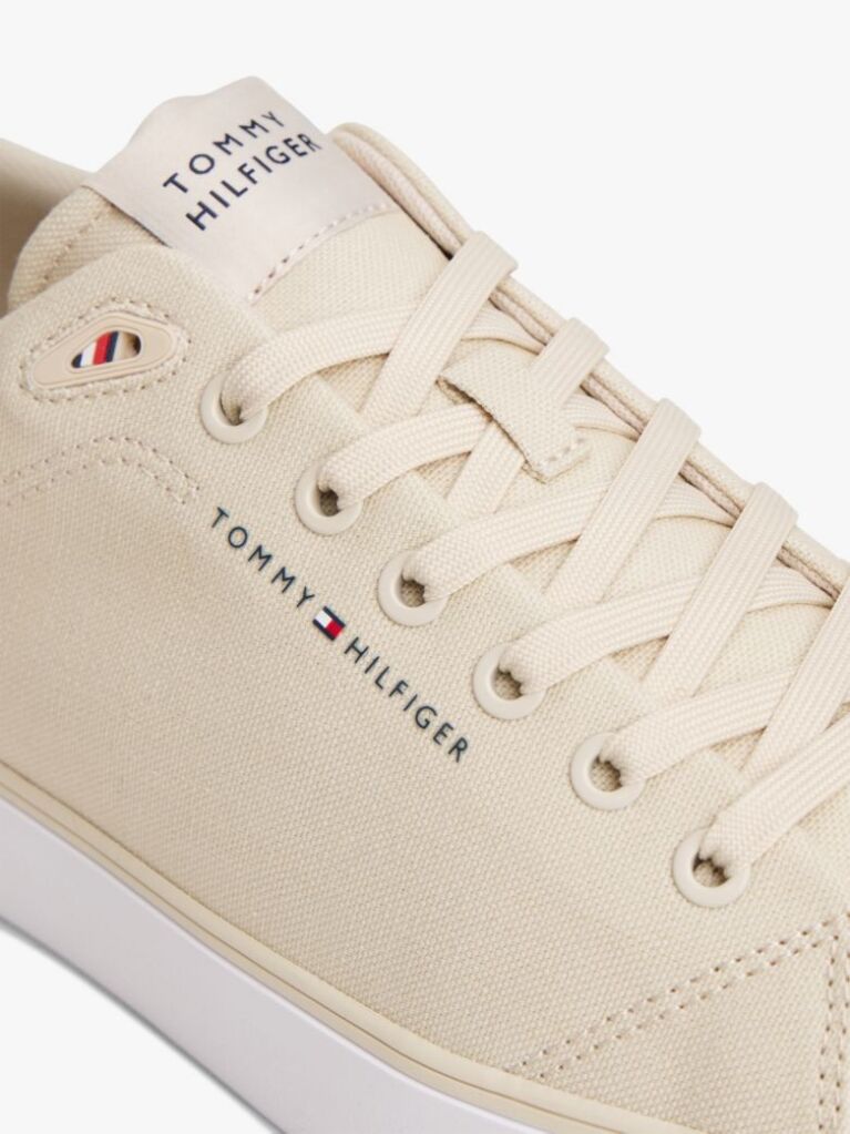 Beige Logo Canvas Trainers  Men