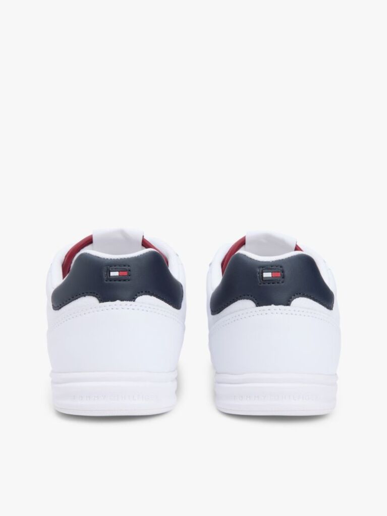 White Contrast Heel Trainers With Leather  Men