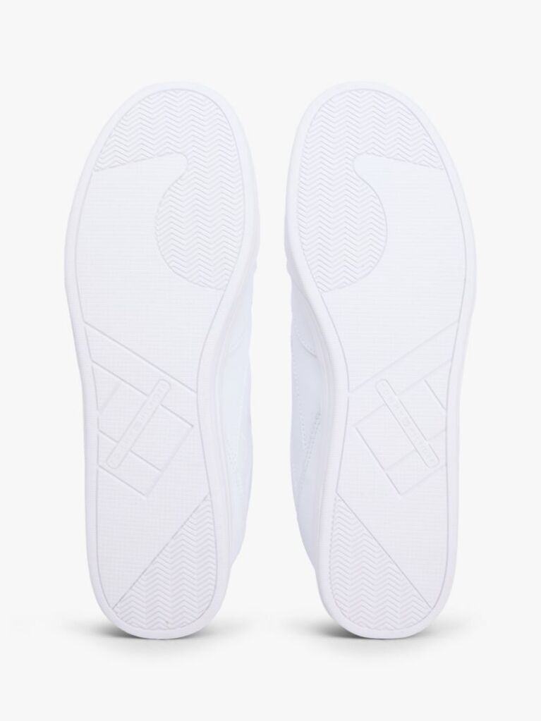 White Contrast Heel Trainers With Leather  Men