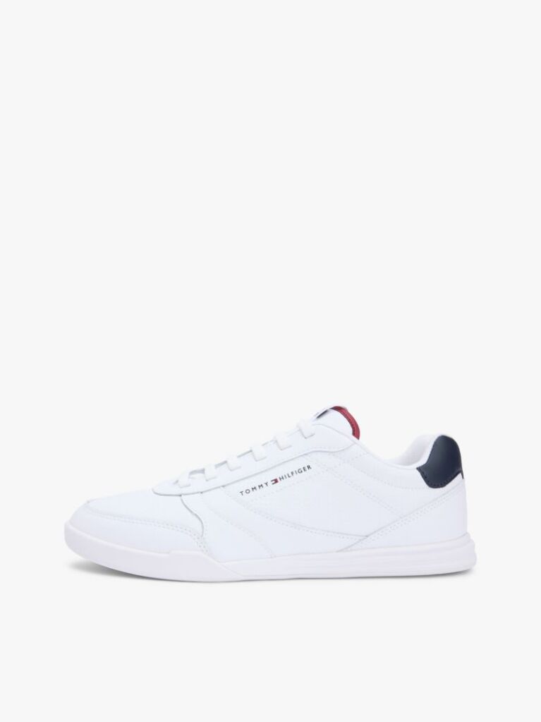 White Contrast Heel Trainers With Leather  Men