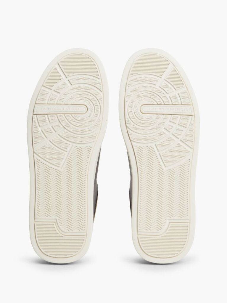 Blue Mixed Texture Court Trainers With Leather  Men