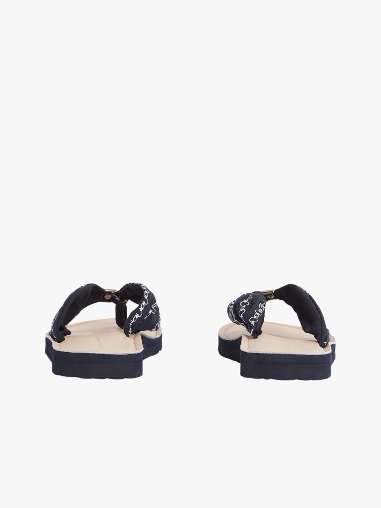 Blue Flip-flops Cu Placa Monogramata Eleganta  Femei