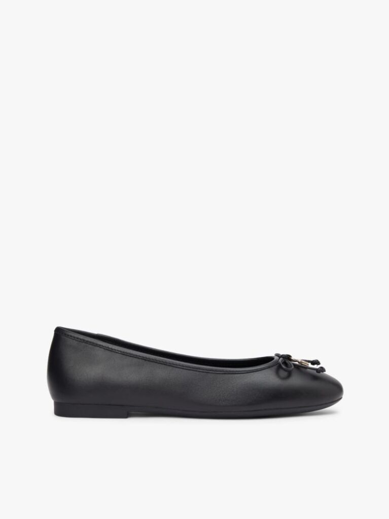 Black TH Monogram Charm Leather Ballerinas  Women