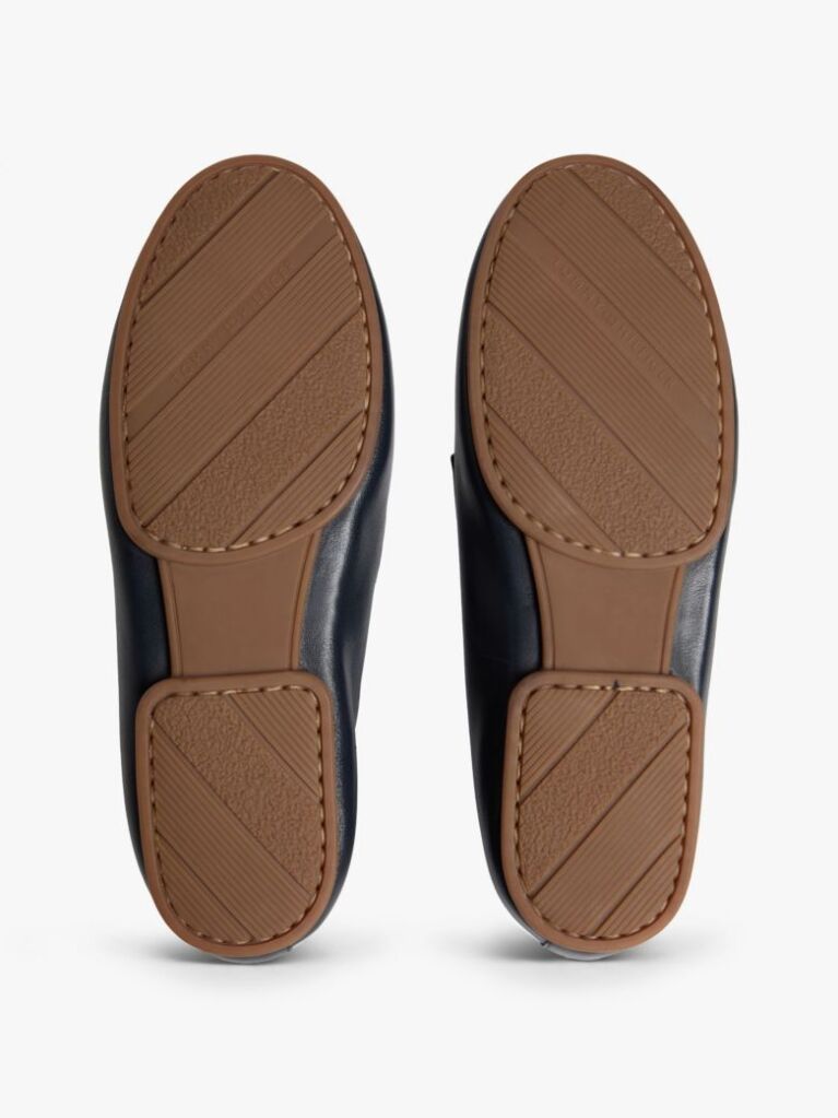 Blue Pantofi Boat Din Piele Cu Monograma TH  Femei
