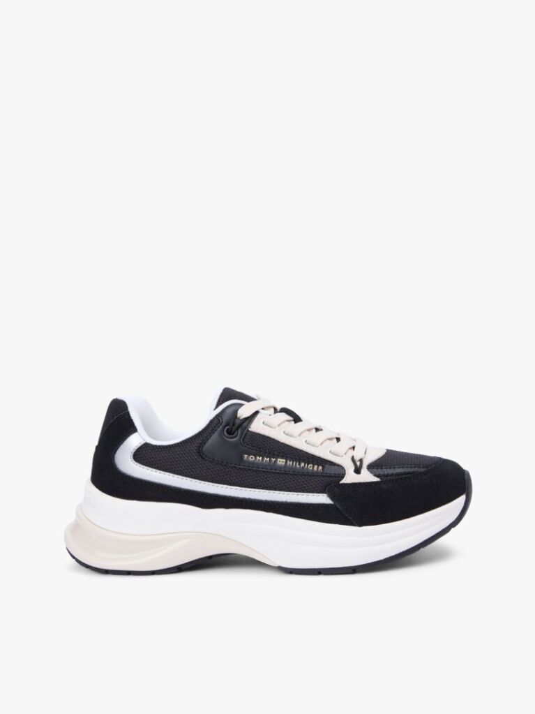 Negru Adidasi Chunky Din Piele Suede Cu Sireturi  Femei