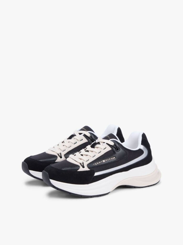 Negru Adidasi Chunky Din Piele Suede Cu Sireturi  Femei