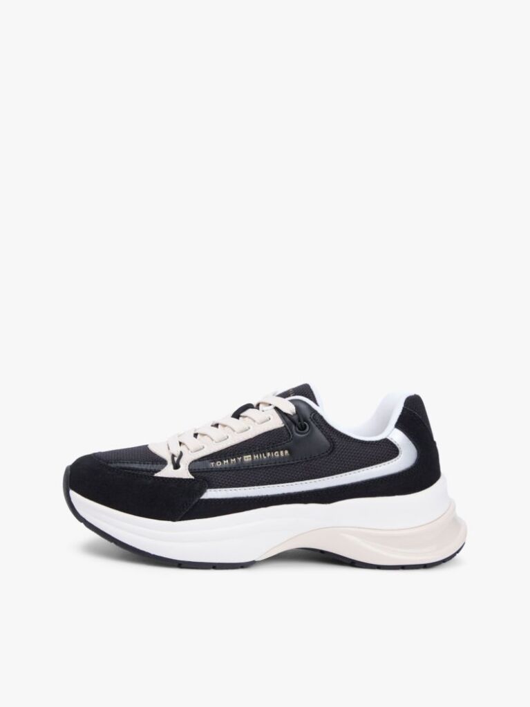 Negru Adidasi Chunky Din Piele Suede Cu Sireturi  Femei