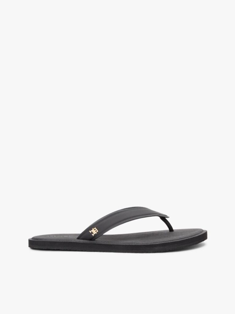 Negru Slapi Chic Cu Monograma TH  Femei