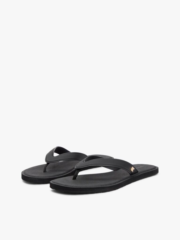 Negru Slapi Chic Cu Monograma TH  Femei