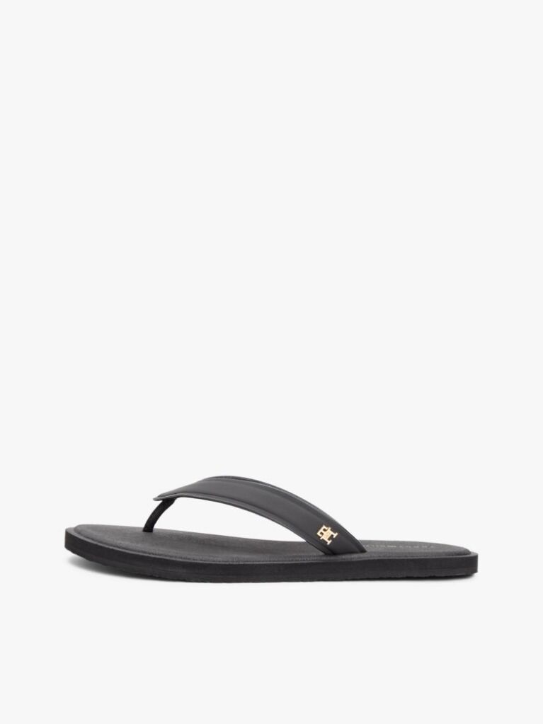 Negru Slapi Chic Cu Monograma TH  Femei