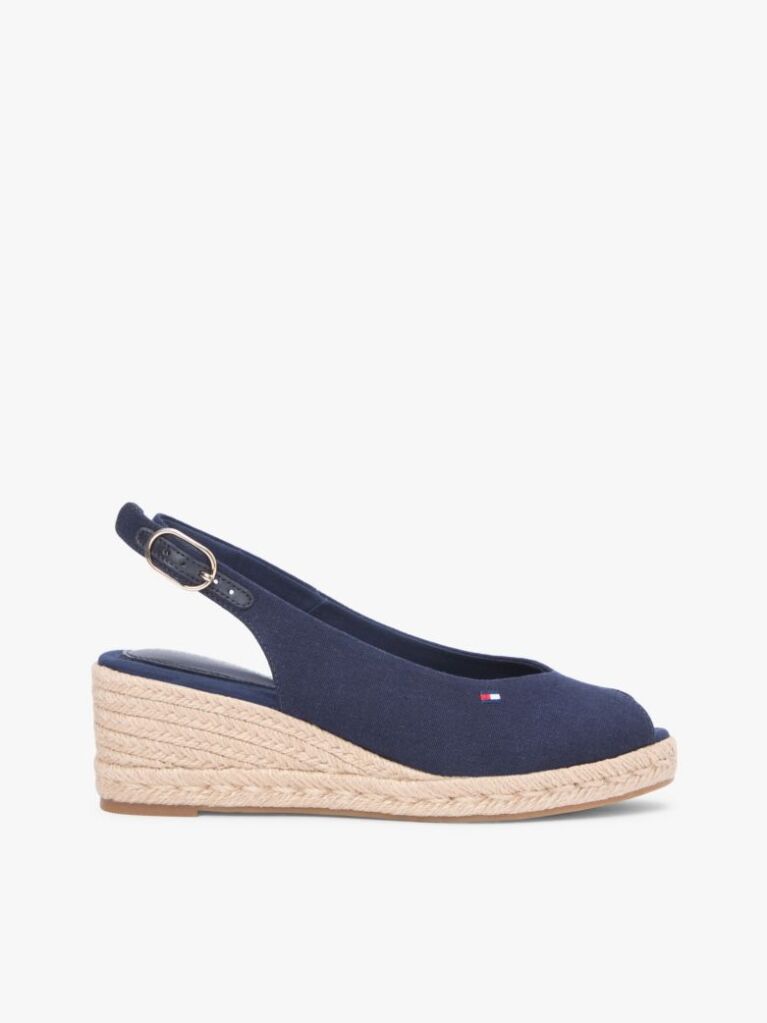Blue Espadrile Cu Talpa Inalta Si Curea Din Canepa  Femei
