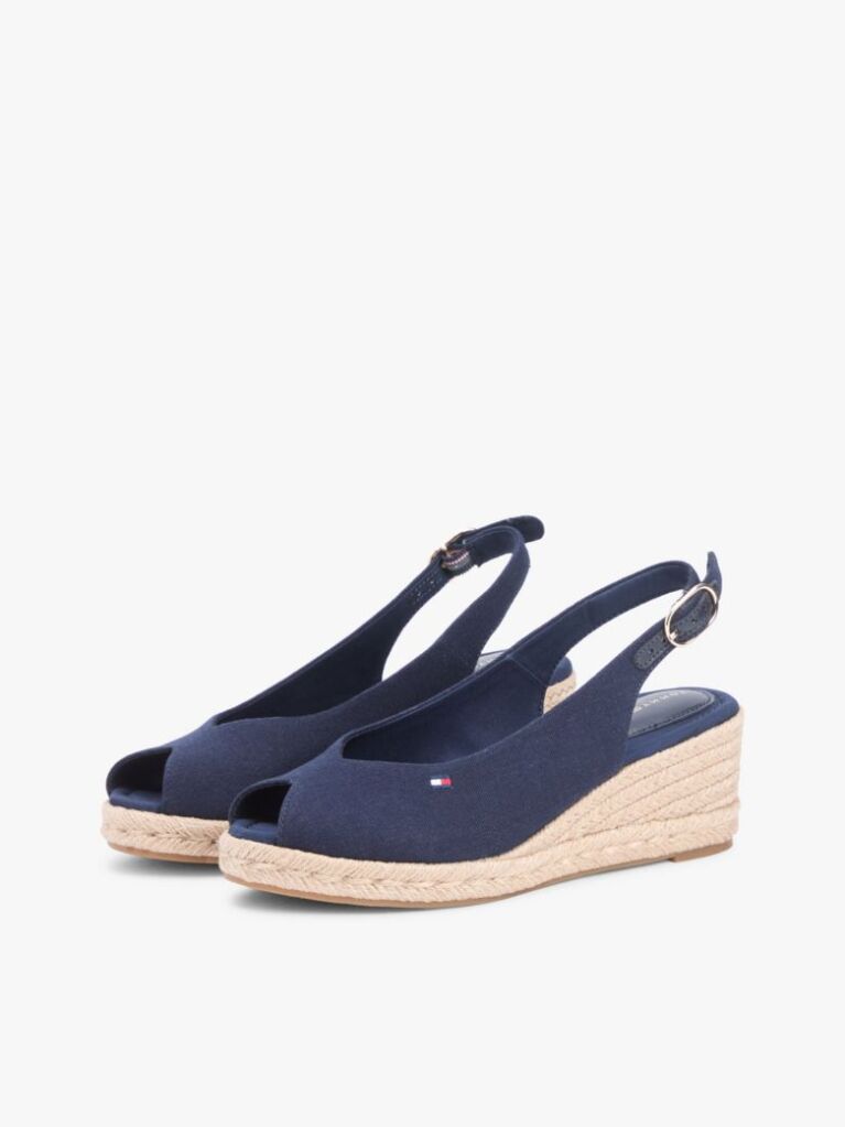 Blue Espadrile Cu Talpa Inalta Si Curea Din Canepa  Femei