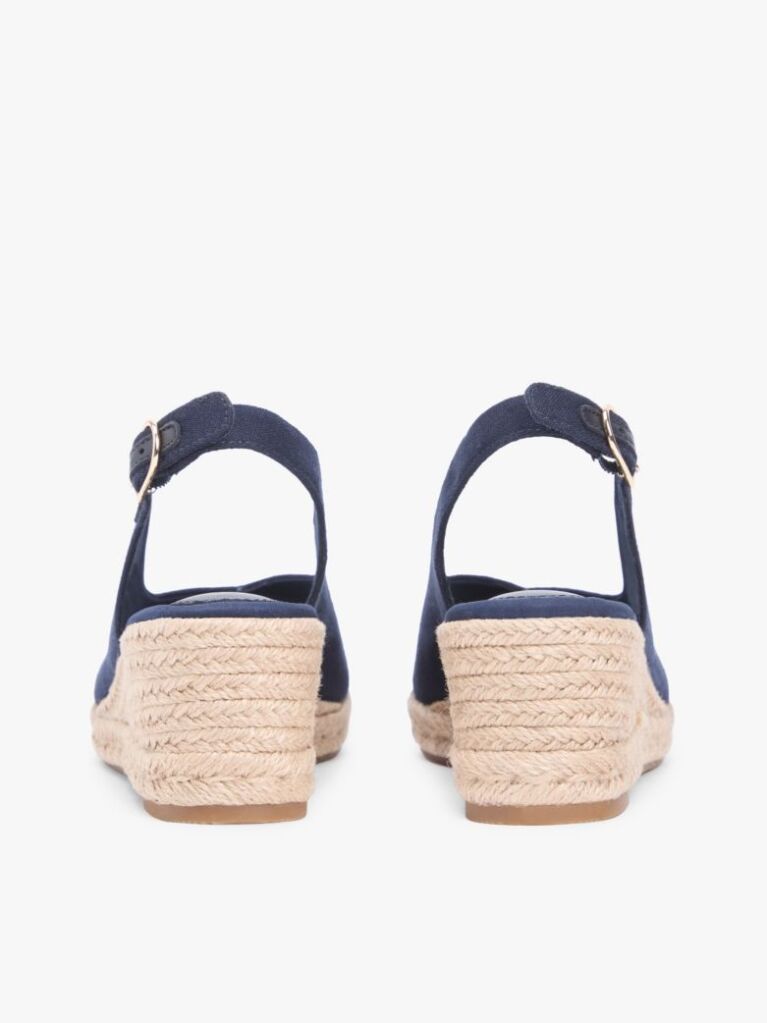 Blue Espadrile Cu Talpa Inalta Si Curea Din Canepa  Femei