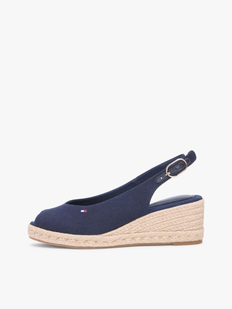 Blue Espadrile Cu Talpa Inalta Si Curea Din Canepa  Femei