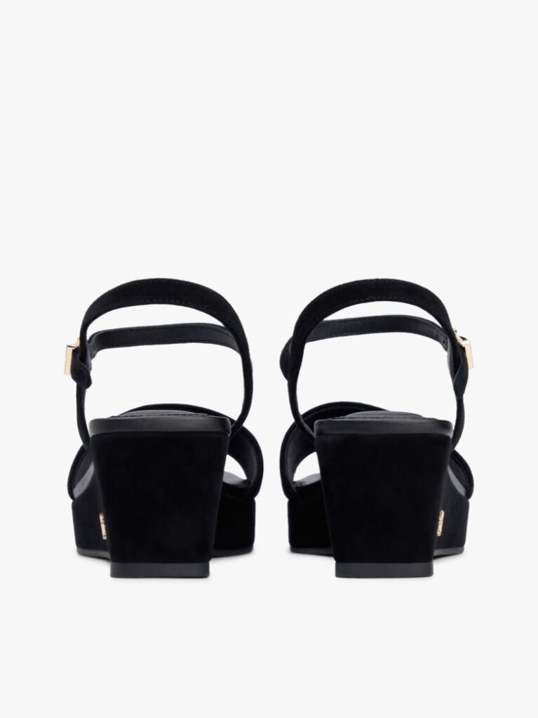 Black Suede TH Monogram Wedge Sandals  Women