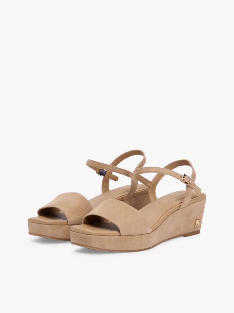 Brown Suede TH Monogram Wedge Sandals  Women