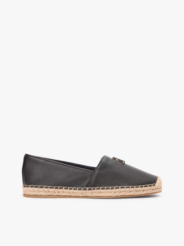 Black TH Monogram Leather Espadrilles  Women