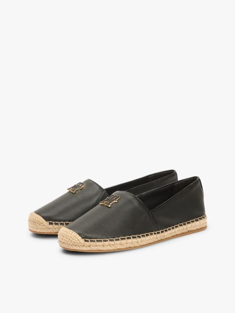 Black TH Monogram Leather Espadrilles  Women