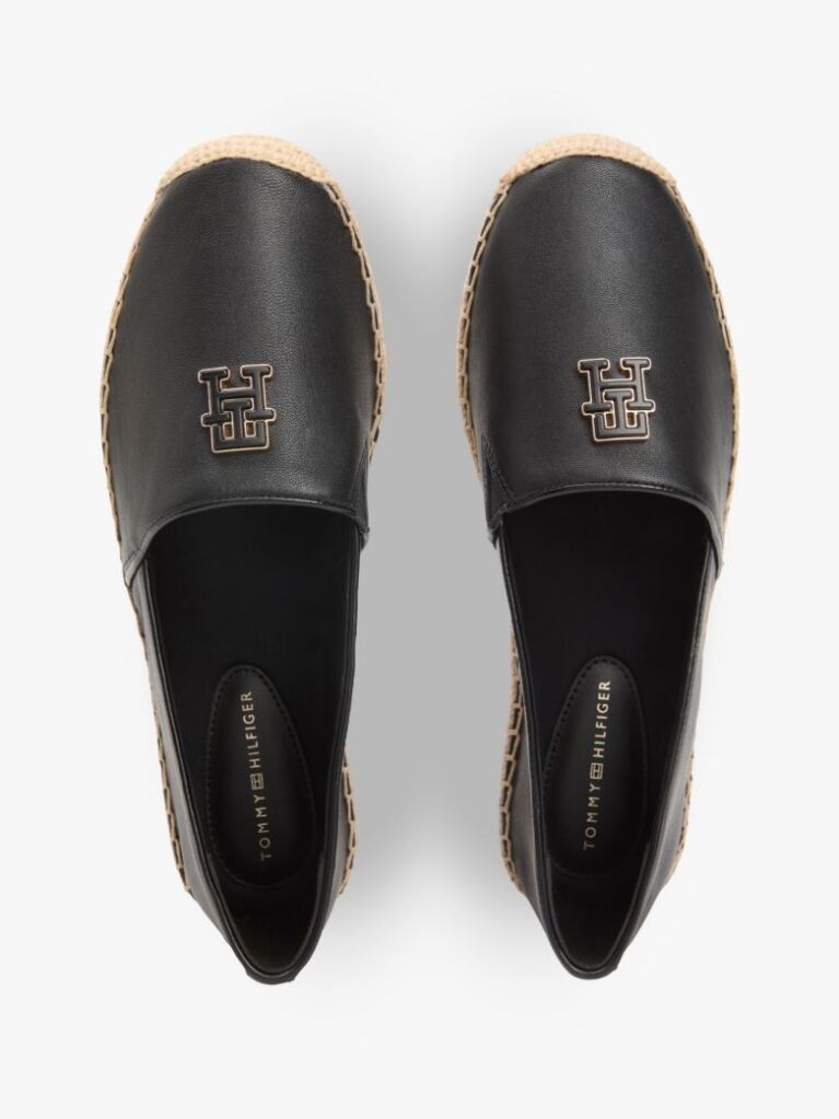 Black TH Monogram Leather Espadrilles  Women