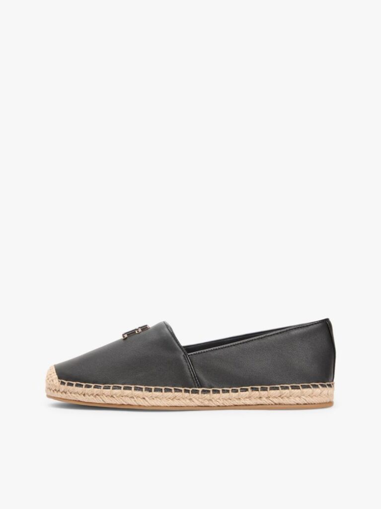 Black TH Monogram Leather Espadrilles  Women