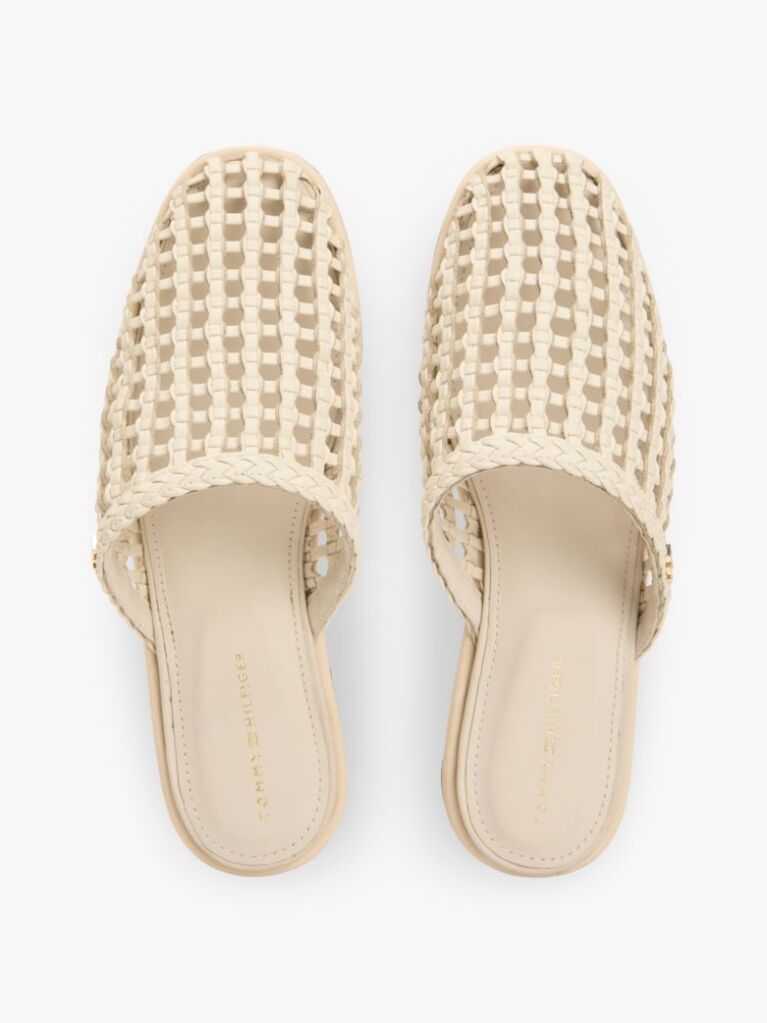 Bej Mules Flat Tesute  Femei