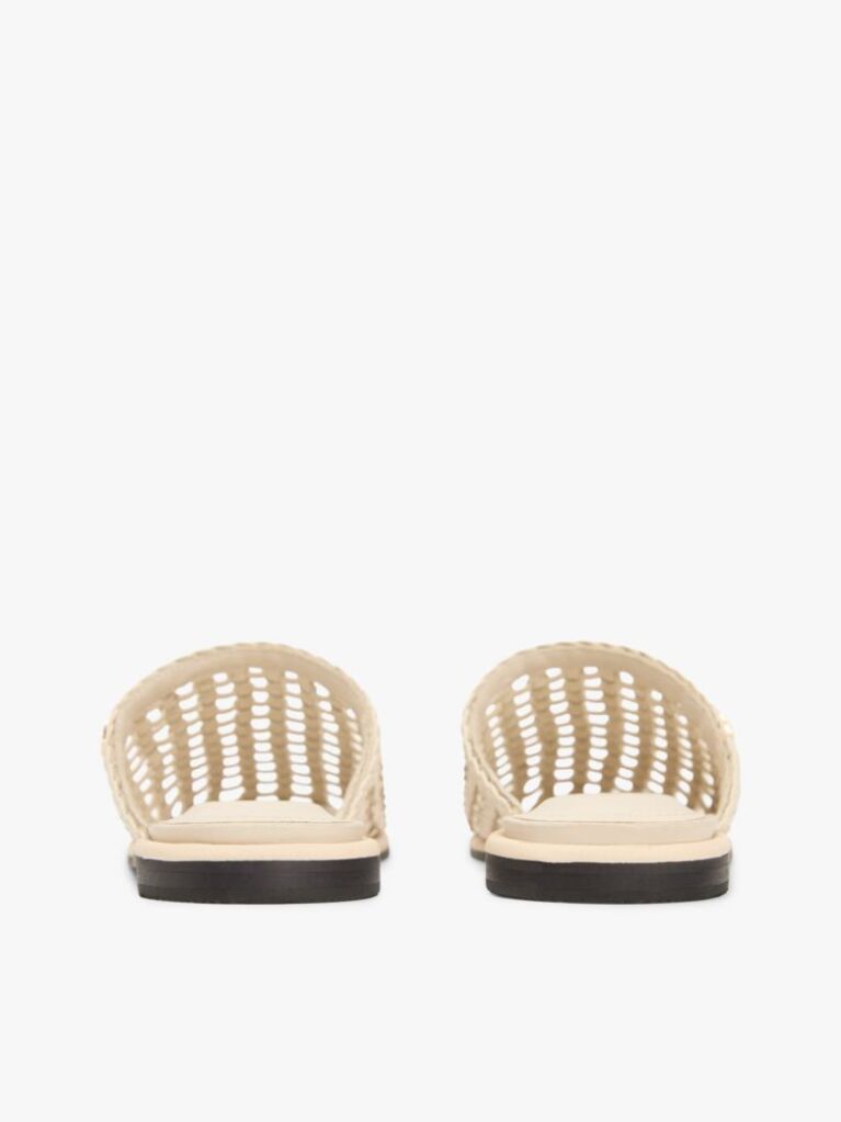 Bej Mules Flat Tesute  Femei