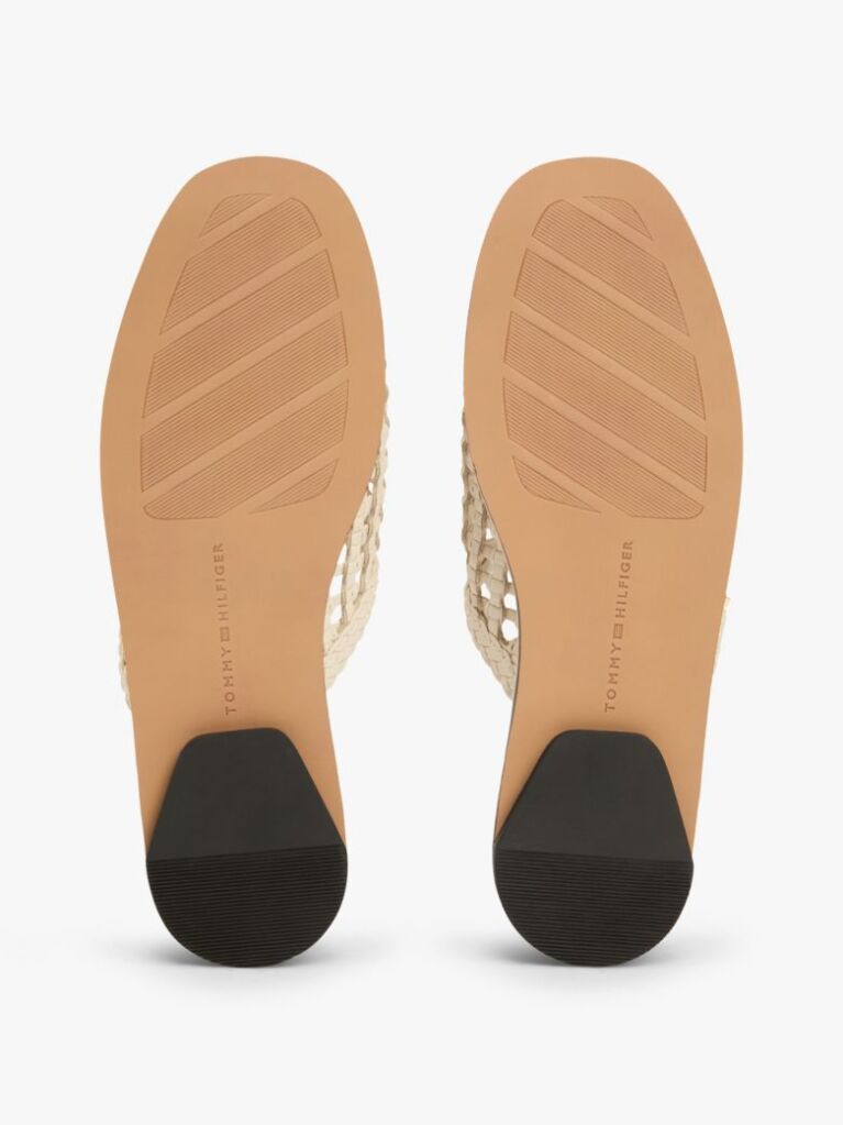 Bej Mules Flat Tesute  Femei