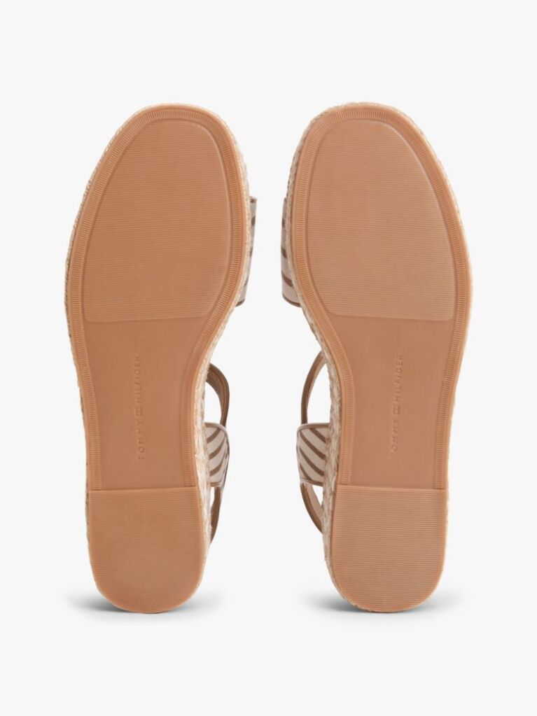 Beige Breton Stripe Platform Wedge Espadrilles  Women