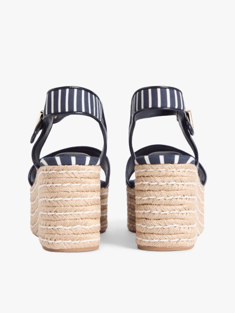 Blue Breton Stripe Platform Wedge Espadrilles  Women