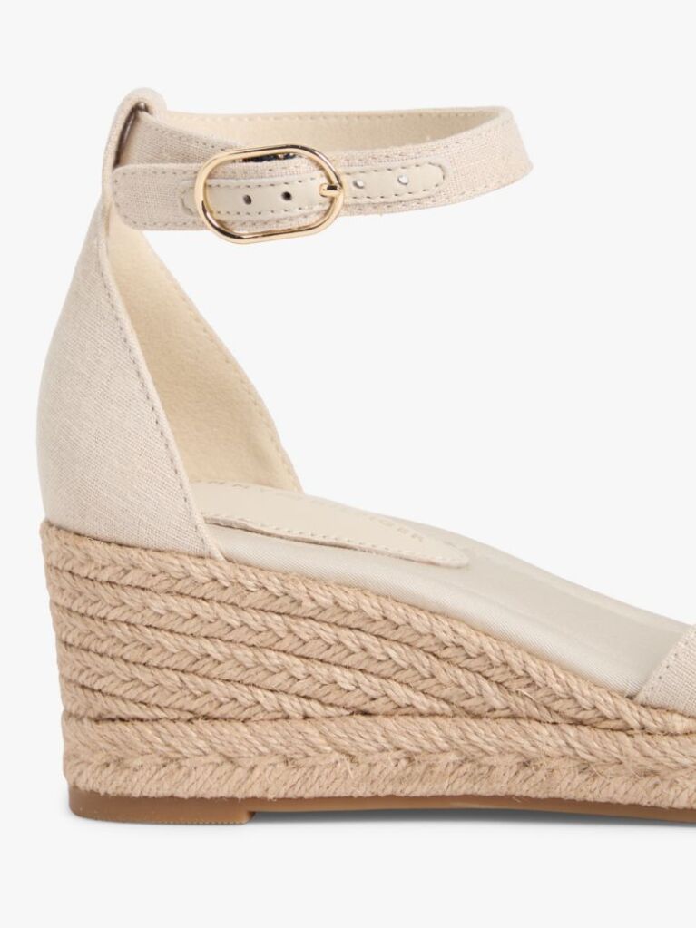 Beige Hemp Crossover Strap Wedge Espadrilles  Women