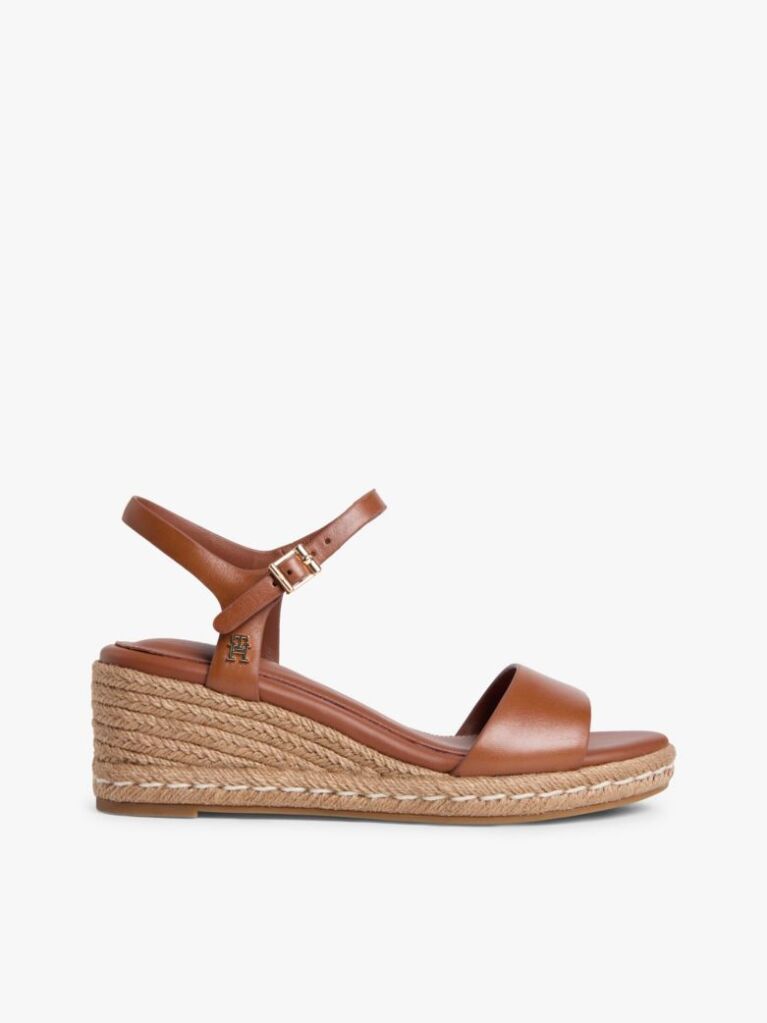 Brown TH Monogram Leather Wedge Espadrilles  Women