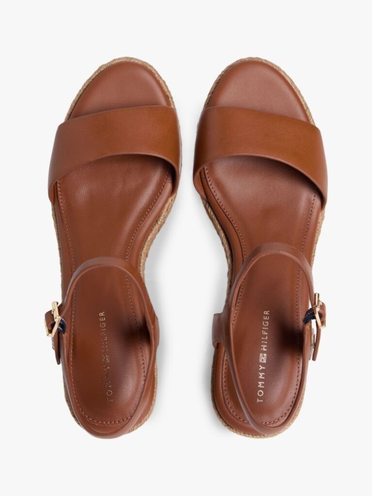 Brown TH Monogram Leather Wedge Espadrilles  Women