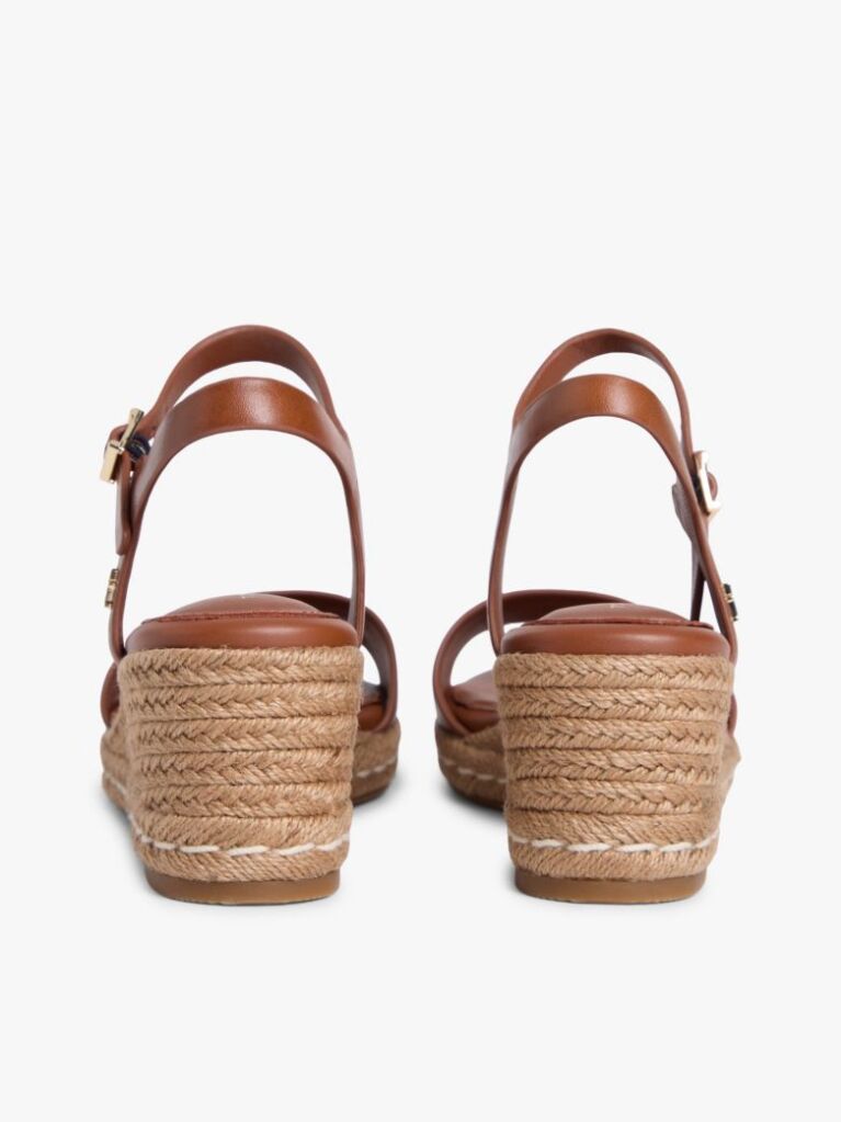 Brown TH Monogram Leather Wedge Espadrilles  Women