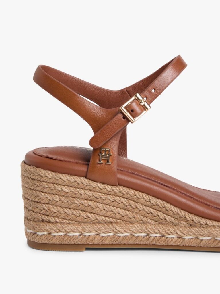 Brown TH Monogram Leather Wedge Espadrilles  Women